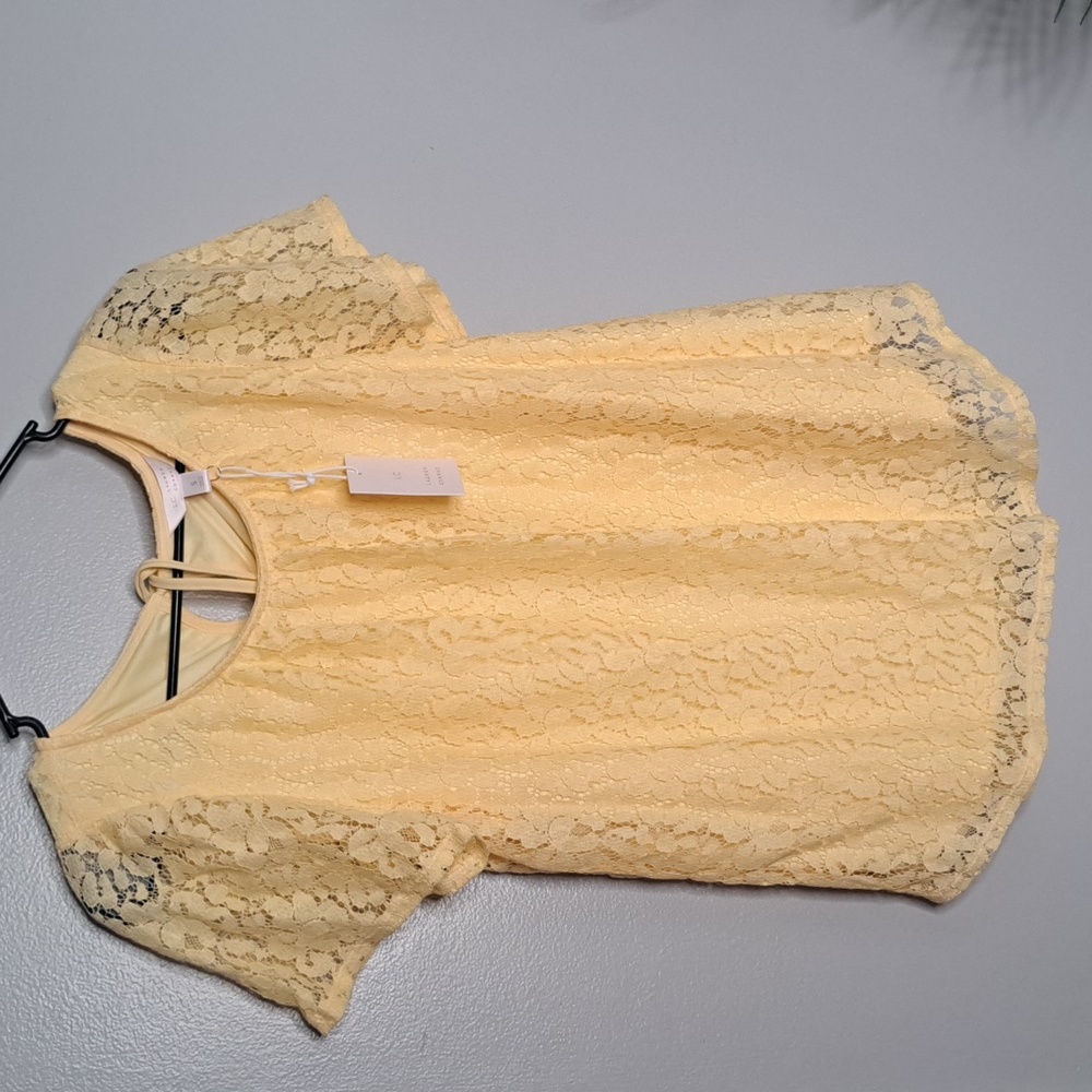 Lauren Conrad Lace Yellow Top Size Small #New PTP:20" Length:24"